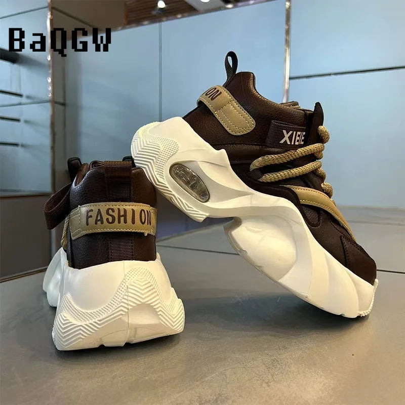New Fashion Brand Designer Whtie Thick Bottom Casual Board Shoes for Men Flats Loafers Sports Walking Sneakers Zapatos Hombre