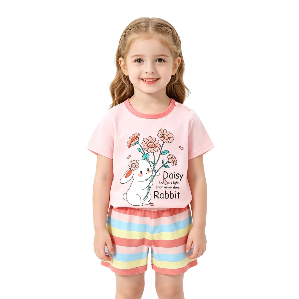 Kids Clothes Set Baby Boy/Girl T-Shirt + Shorts Summer Clothing Cotton Cartoon Casual Boys Tracksuit Children Baby Clothes Set