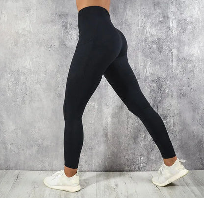 2025 Women's Pants Fashion Solid Color Yoga Running Sports Fitness Pants Side Phone Pockets High Elasticity Sports Yoga Pants