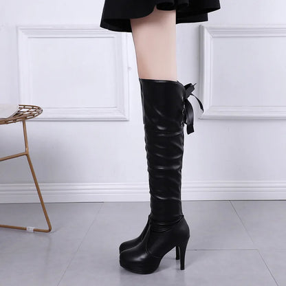 2023 New Women Boots Classics Red Sole Shoes Luxury Fashion Autumn Soft Leather Elegant Comfortable Knee High Boots Woman Ladies