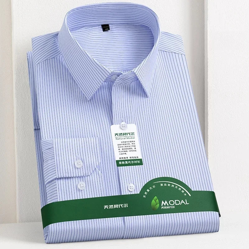 New Quality Anti-Wrinkle Men Shirt Long Sleeves Dress Shirts For Men Slim Fit Camisa Social Business Office White Shirt 5XL
