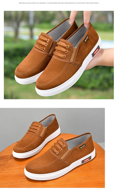 Men Shoes Breathable Canvas Shoes for Youth Student Slip on Walking Sneakers Driving Loafers House Moccasins Work Skate Flats