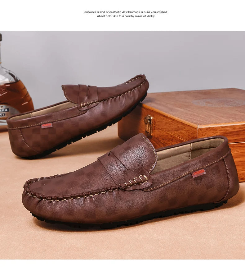 Men Shoes Casual Leather Mens Loafers Moccasins Designer Slip on Boat Shoes High Quality Chaussure Homme Plus Size 38-47