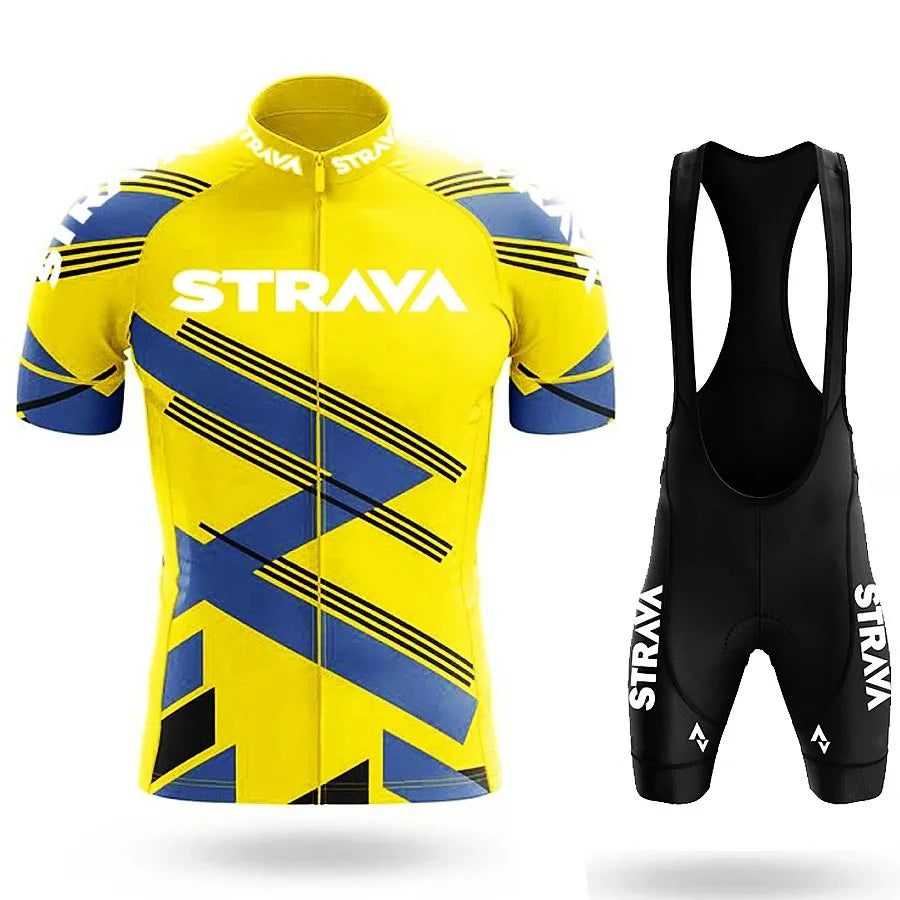 Strava Men's Cycling Outfit Bicycle Shorts Road Bike Sports Set Mountain Cycle Jersey Breathable Summer Clothing Pro Uniform