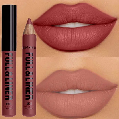 Waterproof Matte Lipliner Pencil Brown Contour Tint Lipstick Pen Long Lasting 12 Color Wooden Lip Liner Pencil Full-lip Makeup