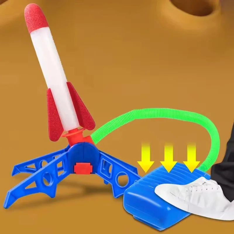 Kids Outdoor Rocket Foot Pump Outdoor Air Pressing Soaring Rocket Suit Jumps Air Powered Rocket Launcher Game Children Toy Gifts