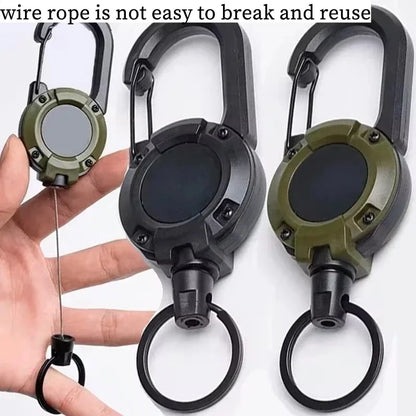 Anti Lost Sporty Retractable Elastic Keychain Automatic Retractable Wire Rope Antitheft Easy-to-pull Buckle Rope Key Ring