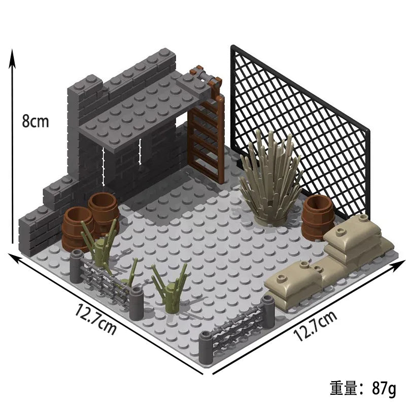 WW2 Military Army Soldiers World War 2 Military Base Observation Tower Model Assemble Building Blocks Bricks Children's DIY Toys