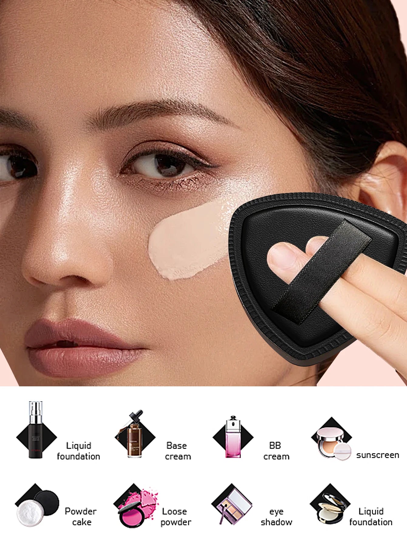 2PCS Super Soft Marshmallow Powder Puffs for Wet and Dry Use for Daily Makeup Touch-ups, Black and White Sponge Powder Puffs