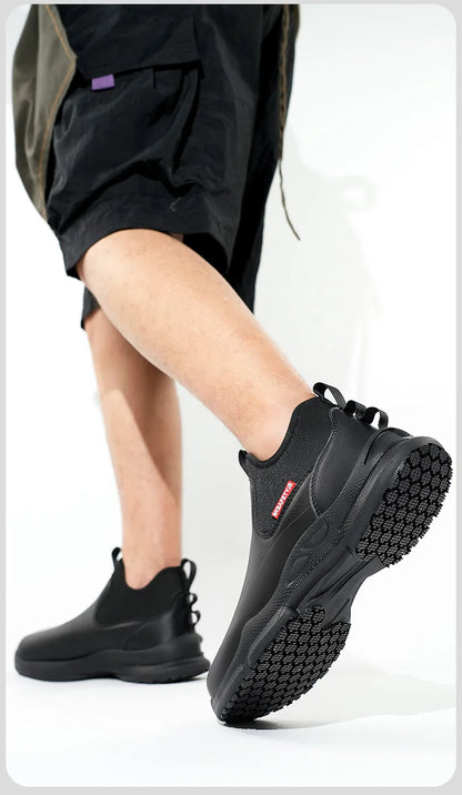 Fashionable men's leather shoes Waterproof and anti slip chef shoes Wear resistant men's casual shoes oil resistance Chef's boot