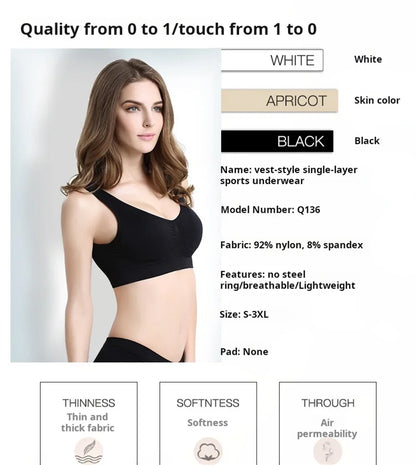 Seamless Bra For Women Crop Top Black Vertical Stripe Breathable Sports Bra Fitness Tube Tops Yoga Underwear Sports Bra