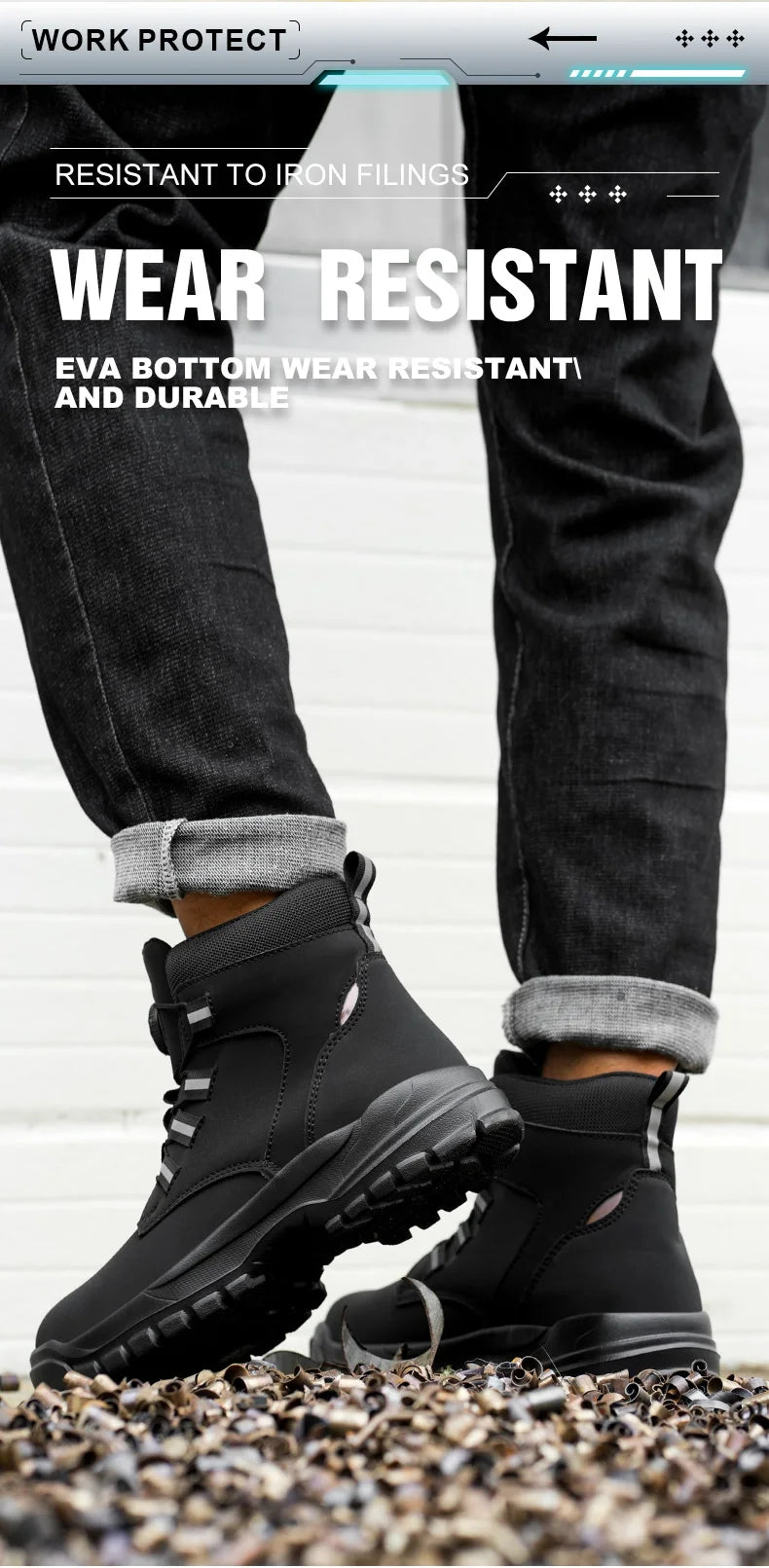 Waterproof Safety Boots Men Indestructible Steel Toe Work Boots Anti-smash Stab-resistant Safety Shoes Biker Botas Para Hombre