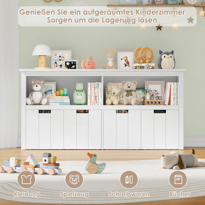 Getone Toy Storage Unit Children's Cabinet with 4 boxing on rolls Kid's room furniture Toys Storage Cabinet 120x33x61.5 cm White