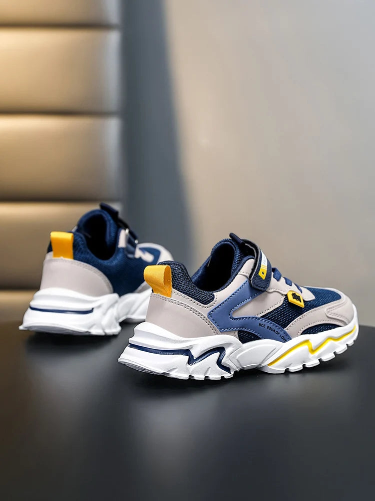 Kid Sneakers Sport Shoes for Boys Fashion Leather Children Breathable Mesh Comfort Shoes Casual Walking Outdoor Running Shoes