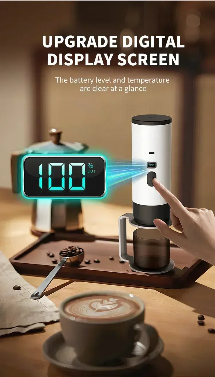 Portable Electric Coffee Maker 3-in-1 Capsule Coffee Grinder Travel Coffee Maker with Cordless Heating for Car and Home Camping