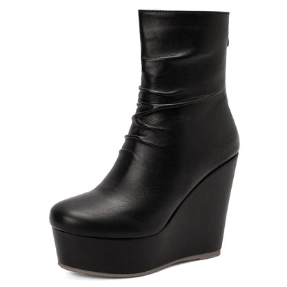 Big Size 35-43 Brand New Ladies Platform Ankle Boots Fashion Zip Wedges High Heels Boots Women 2022 Party Office Shoes Woman