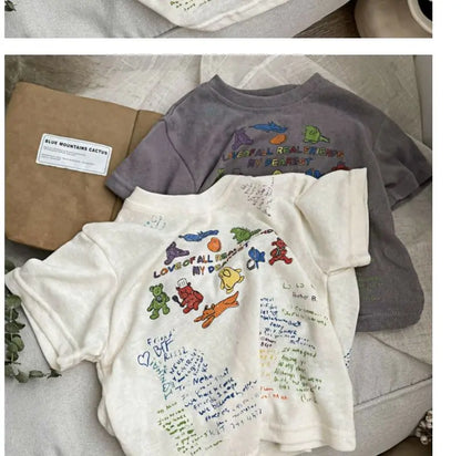 2025 Cartoon Baby T-shirts Korea Style Children's Baby Short Sleeve Printing Tees For Boys Girls