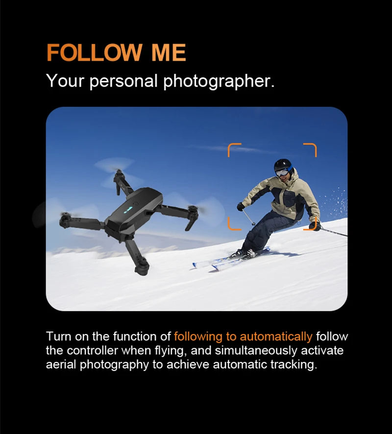 E88 ProIntelligent Folding Drone Supports single/Dual Camera Switching 4KPicture Quality+Wide-angle Shooting WiFiDirect Real-Tim
