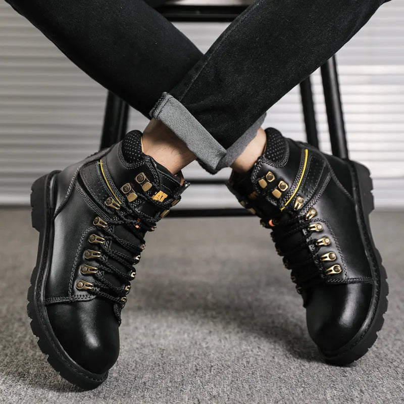 Hot Selling Men's And Women's Motorcycle Boots, Genuine Leather Couple's Workwear Boots, Outdoor Hiking Boots, Hiking Boot, Cyc
