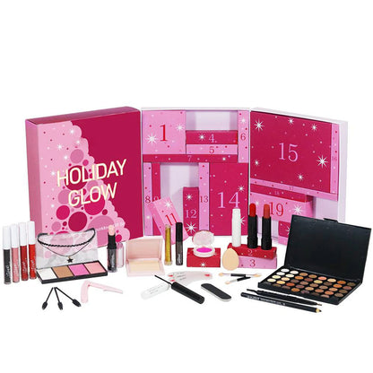 24-Days Makeup Box Countdown Calendar Eye Shadow Lipstick & Make-up Brush Beauty Advent Calendars For Women/Girls Surprise Gifts