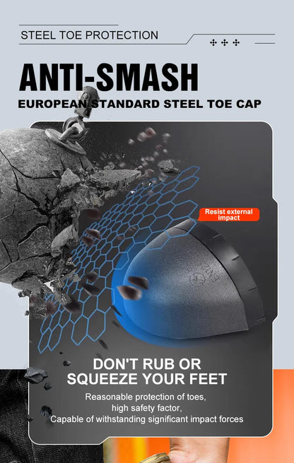 Waterproof Safety Boots Men Indestructible Steel Toe Work Boots Anti-smash Stab-resistant Safety Shoes Biker Botas Para Hombre