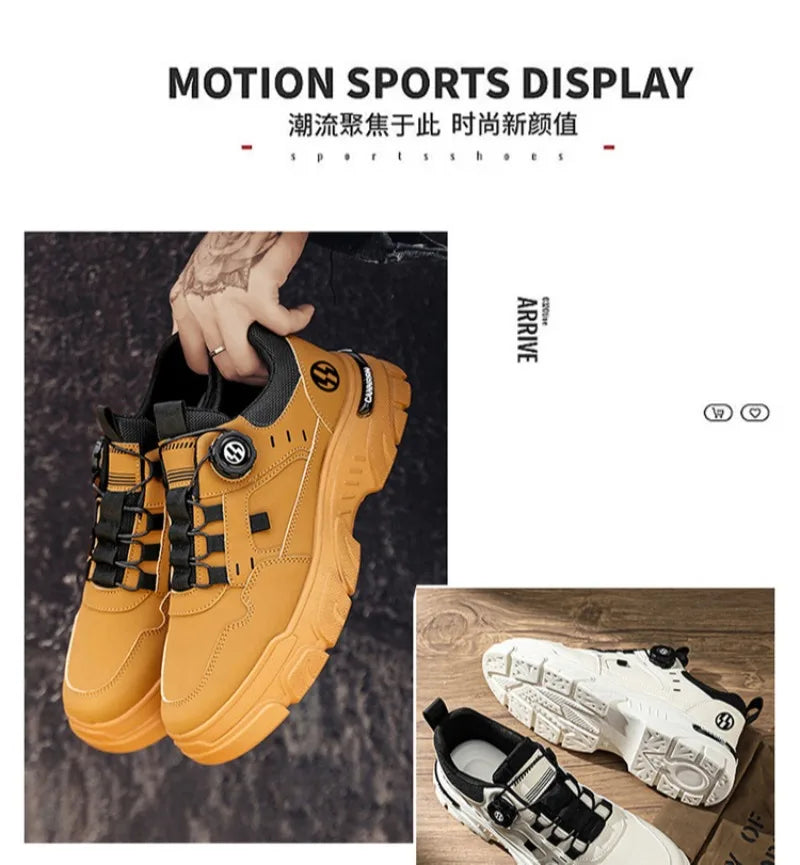 Sneakers Man Spring Trend Hot Sale Comfort Soft Soled Casual Shoes for Fashion Rotating Button Male Work Boots Zapatillas Hombre