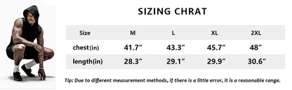 Men's Hooded Tank Tops Gym Workout Training Hoodies Sleeveless Bodybuildng Muscle Cut Off T-Shirt with Pocket