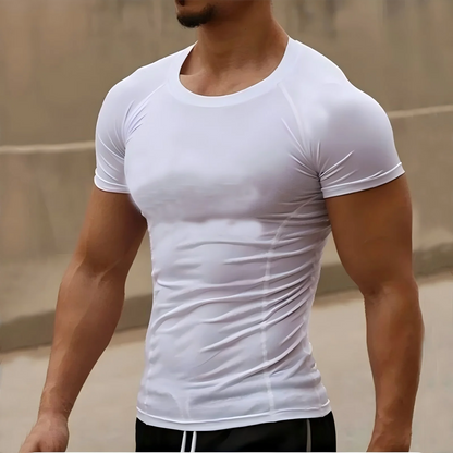 Men's compression running T-shirt fitness tight short sleeved T-shirt training jogging shirt gym sportswear quick drying