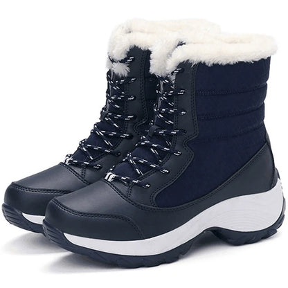 Women's Boots Women Heels Boots For Winter Shoes Woman Keep Warm Fur Botas Mujer 2025 Snow Boots Platform Shoes White Black Boot