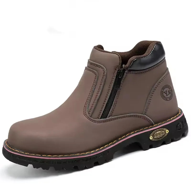 Anti Puncture Anti Smashing Work Boots Safety Steel Toe Shoes Men Waterproof Leather Boots Protective Shoes Safety Men Boots