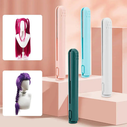 2-in-1 Mini Hair Straightener & Curler, Dual Purpose Curling Iron, Portable Curling Wand and Flat Iron Travel for All Hair Types