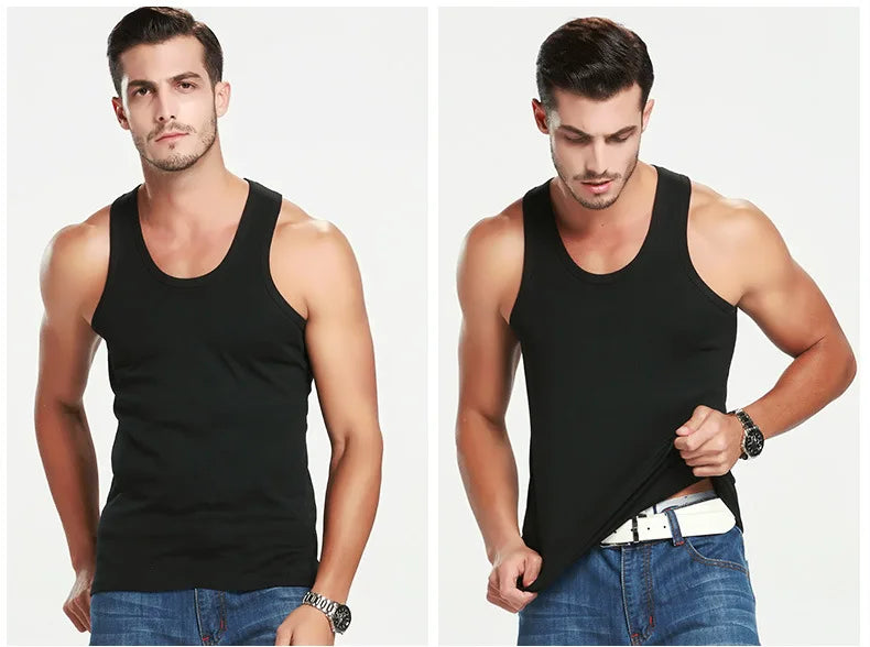 1 Piece Men's Cotton Sports Skinny Vest Teenagers Leisure Joker Sleeveless T Men's Fitness Training Simple Top