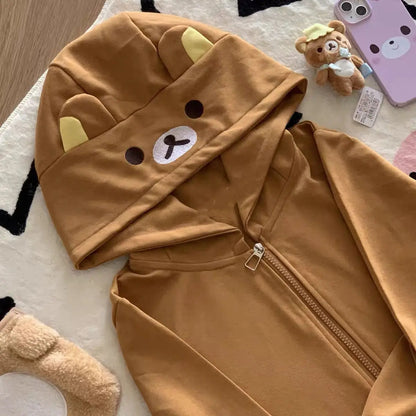 Y2k Harajuku Streetwear Hoodies Women Japanese Style Kawaii Sweet Cute Cartoon Print Zipper Sweatshirt Soft Girl 2026 Jacket