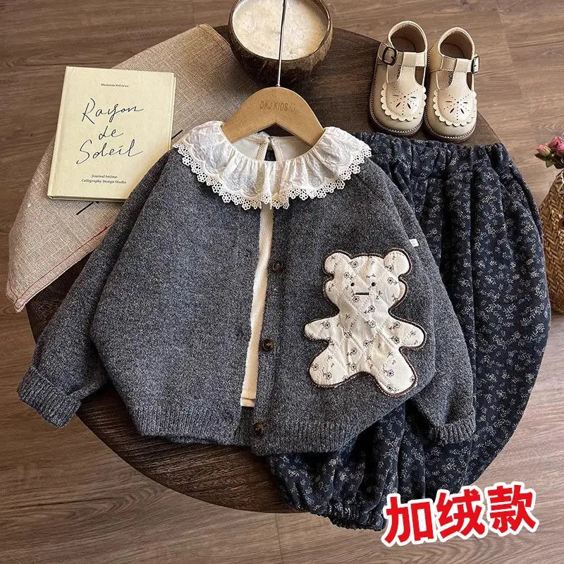 Girls Clothes Set Spring and Autumn New Children's Autumn Forest Series Sweater Shirt Pants Three piece Set