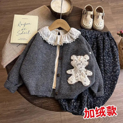 Girls Clothes Set Spring and Autumn New Children's Autumn Forest Series Sweater Shirt Pants Three piece Set