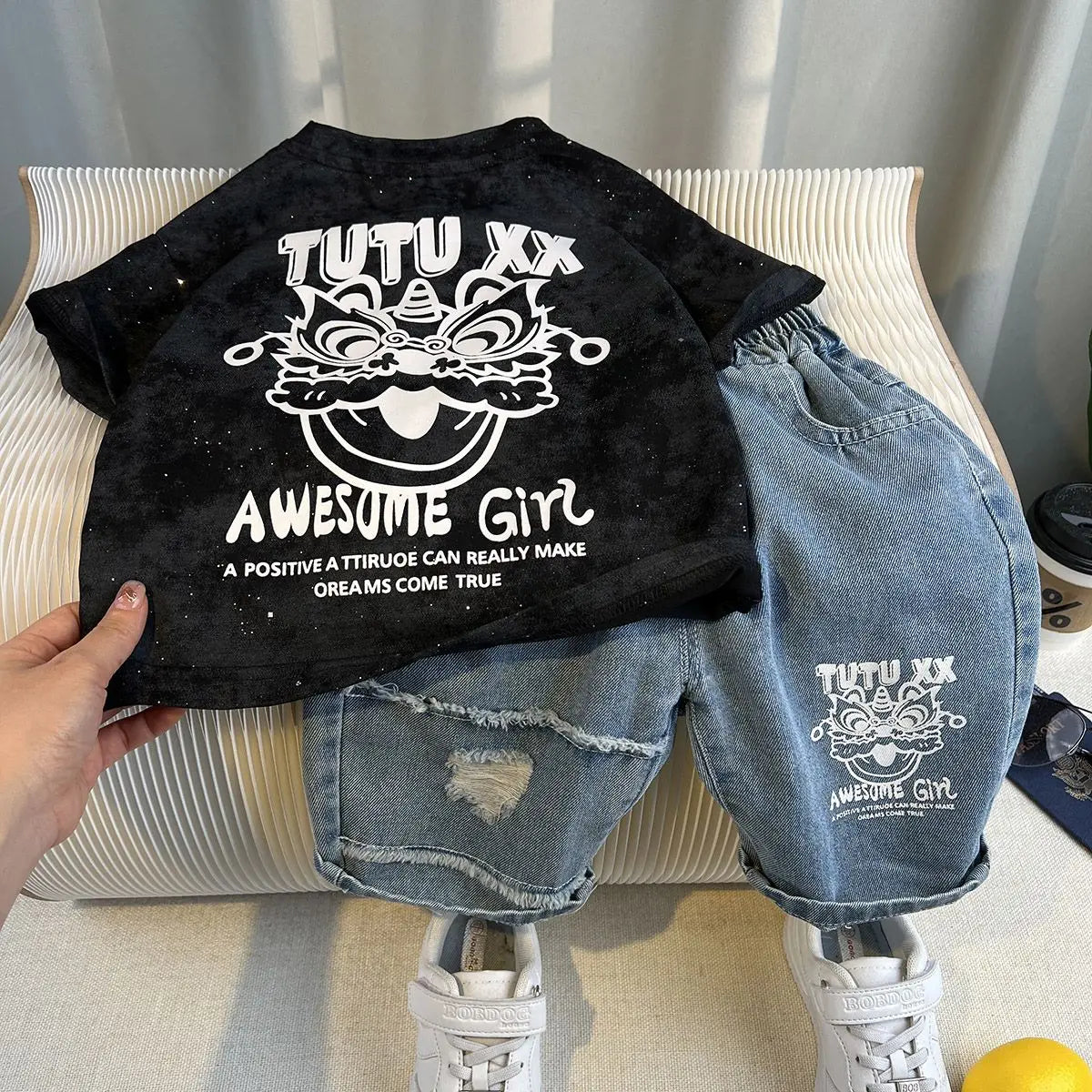 Hot Sale Fashion Baby Boy Suit Summer Clothes Short Sleeve T-shirt Short Jeans 2 Piece Set Kids Outfit 2-11Y Children's Costume