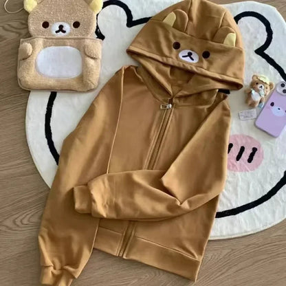 Y2k Harajuku Streetwear Hoodies Women Japanese Style Kawaii Sweet Cute Cartoon Print Zipper Sweatshirt Soft Girl 2026 Jacket