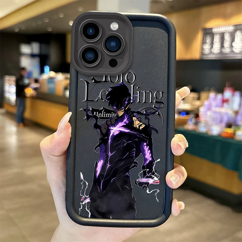 Cool S-Solo Levelings Anime Phone Case for iPhone16 15 14 13 12 11 Pro Max 16 15 14 8 7 Plus X XS Max 8 7 FE Silicone Back Cover