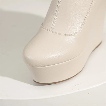 Big Size 35-43 Brand New Ladies Platform Ankle Boots Fashion Zip Wedges High Heels Boots Women 2022 Party Office Shoes Woman