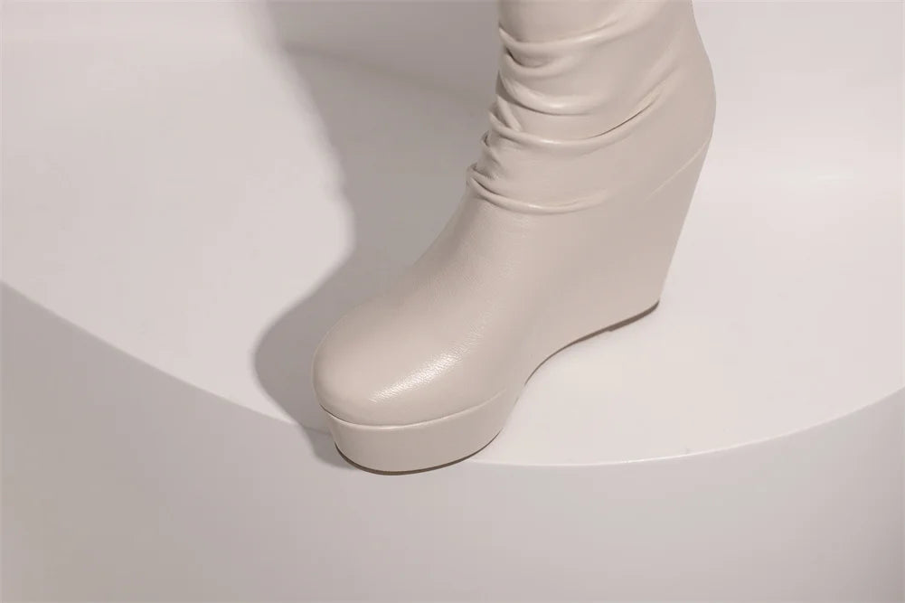 Big Size 35-43 Brand New Ladies Platform Ankle Boots Fashion Zip Wedges High Heels Boots Women 2022 Party Office Shoes Woman