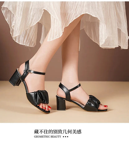 Size 35-42 New Fashion White High Heel Shoe Buckle Sandalias Grace Dress Female Designer Party Shoes 2024 Summer Women's Sandals