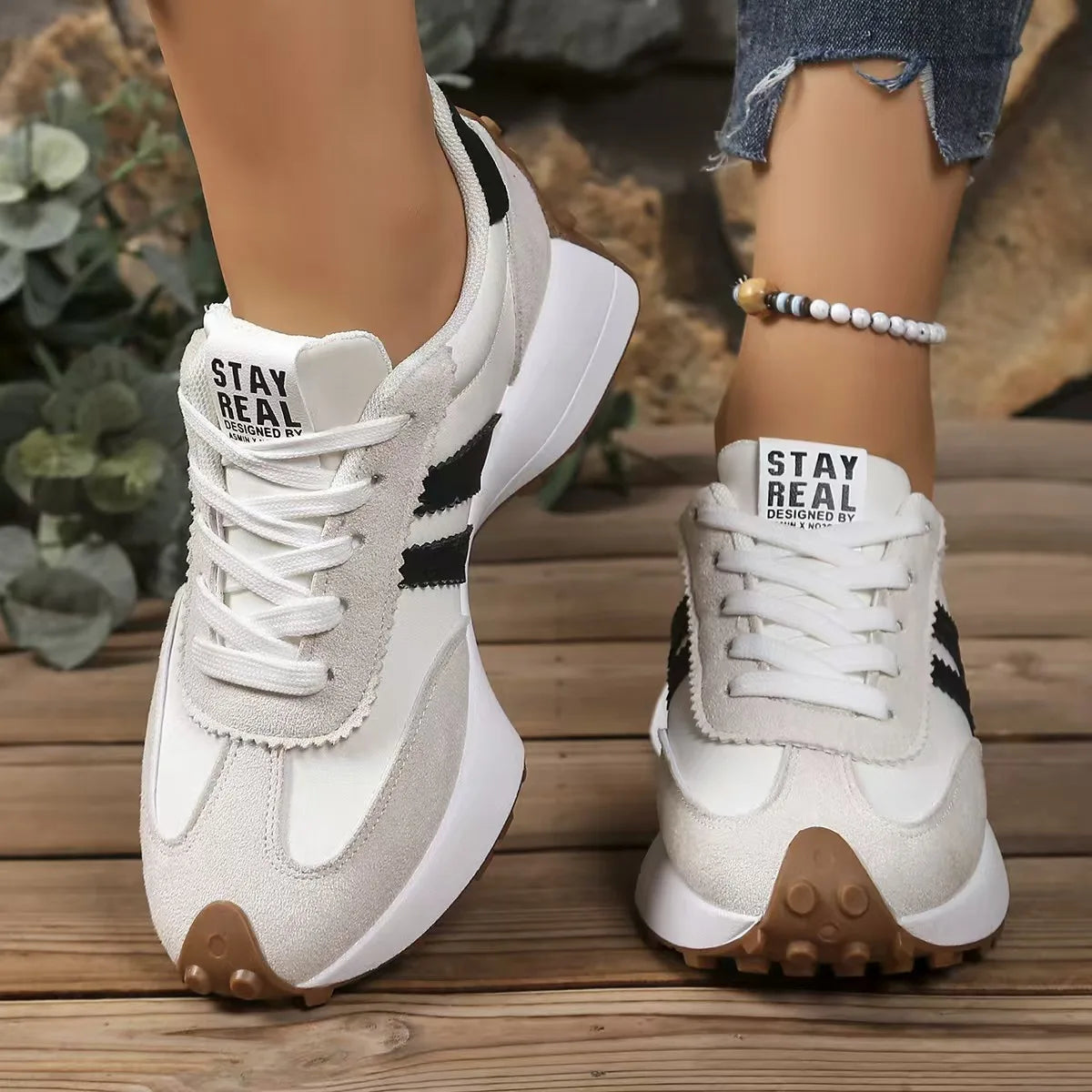 2026 Spring Retro Platform Women's Sneakers Summer Casual Patchwork Leather Sneakers Women's Outdoor Casual Comfort Shoes