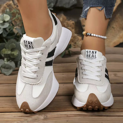 2026 Spring Retro Platform Women's Sneakers Summer Casual Patchwork Leather Sneakers Women's Outdoor Casual Comfort Shoes