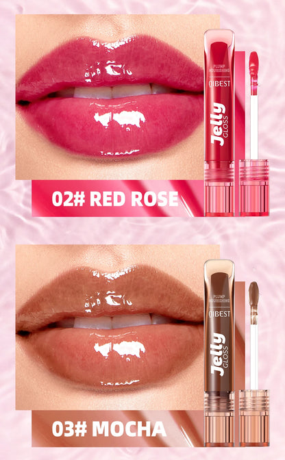 Mirror Water Light Jelly Lip Gloss Shiny Mirror Moisturizer Sexy Red Rose Liquid Lipstick Glitter Lip Oil Glass Lip Stain Makeup
