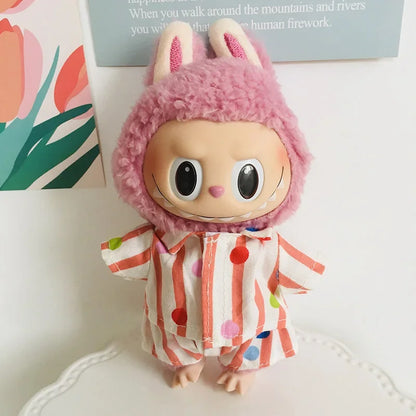 For 15/17cm 3.0 labubu doll cothes Swimsuit Beach skirt beach striped floral shirt shorts For ropa labubu outfit Decorations
