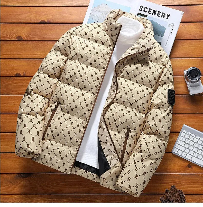 Autumn/Winter Fashion Trend Printed Large Size Coat Men's Casual Relaxed Comfortable High Quality Cotton-Padded Jacket