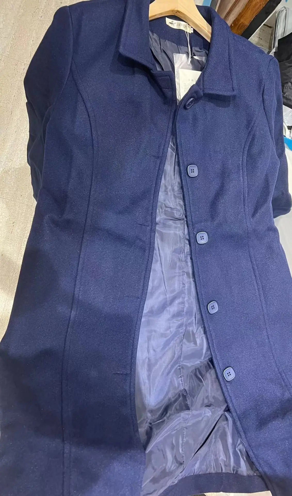 Women Wool Jacket Coat Thick Woolen Overcoat Turn Down Collar Single Breasted Vintage Outerwear Office Lady Autumn Winter 2025