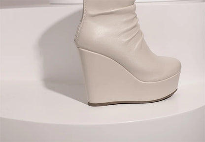 Big Size 35-43 Brand New Ladies Platform Ankle Boots Fashion Zip Wedges High Heels Boots Women 2022 Party Office Shoes Woman