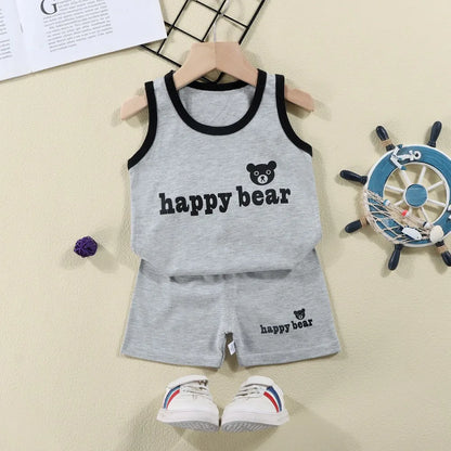 Fashion Kids Clothes Boys Girls Sets Top Shorts 2PCS 100% Cotton Soft Summer Children Baby Cloths T-shirt Shorts Toddler Suit