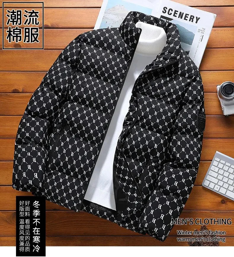Autumn/Winter Fashion Trend Printed Large Size Coat Men's Casual Relaxed Comfortable High Quality Cotton-Padded Jacket